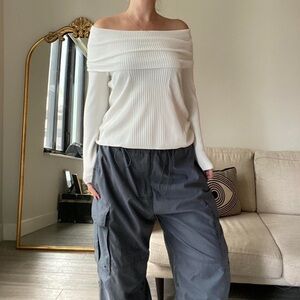 White off the shoulder sweater